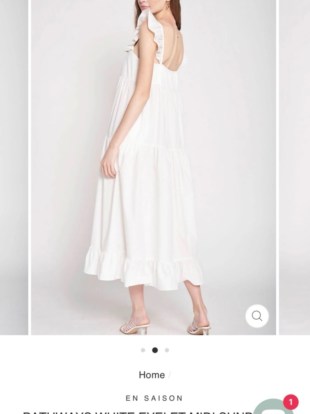 En Saison White Eyelet Midi Dress Ruffle Strap Tiered Cottagecore S Romantic - Picture 2 of 12